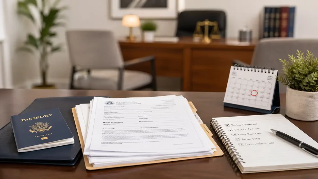immigration clipboard sitting on desk